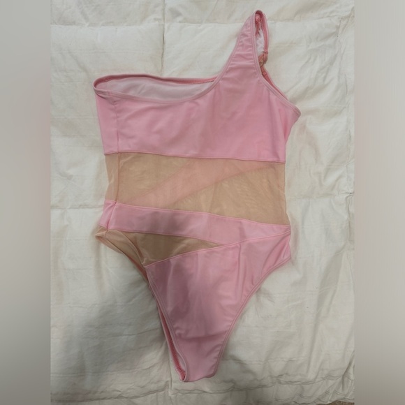 COPY - One Shoulder Sheer Cut Out One Pice Swimsuit - Picture 2 of 2